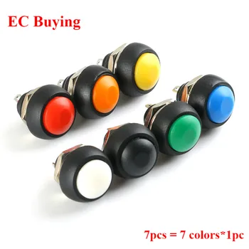 

7pcs Mini 12mm Waterproof Momentary ON/OFF Push Button Round Switch SPDT Color Colorful Switch PBS-33B