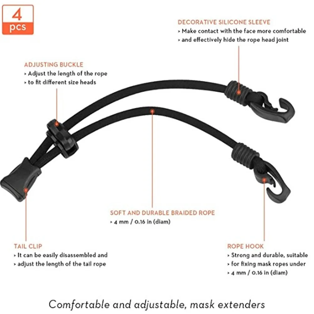 Mask Extender Anti-tightening Ear Protector Holder Mask Ear Rope Extenders Adjustment Buckle Black ► Photo 3/6