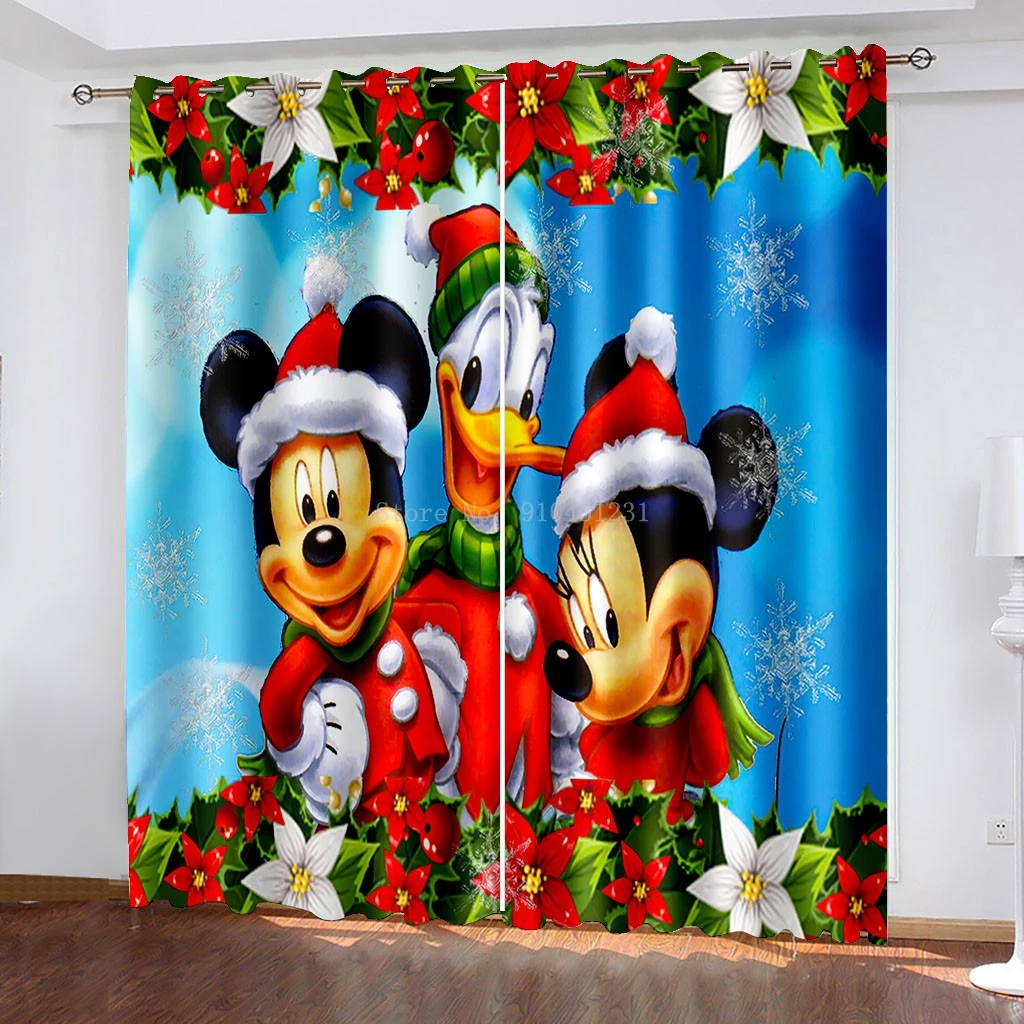 Hot Disney Mickey Mouse Minnie Blackout Curtain Shading Bedroom Living