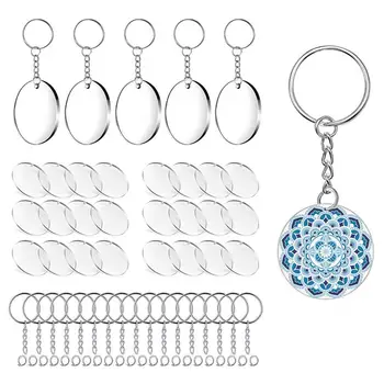 

Acrylic Transparent Discs Key Chains Clear Acrylic Keychain Blanks for DIY Projects Crafts 2 Inch (Round, 72 Pieces)