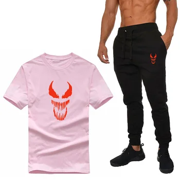 

2020 spring men's suit T-shirt + pants two-piece casual sportswear basketball new fashion printed sports fitness shirt