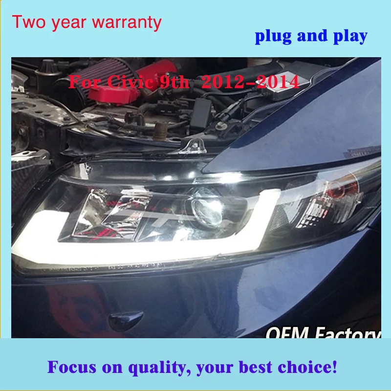 Автомобильный Стайлинг головная лампа для Honda CIVIC 9th 2012 2013 СВЕТОДИОДНЫЙ Фонарь Ангел глаз DRL Биксеноновые линзы динамический сигнал поворота