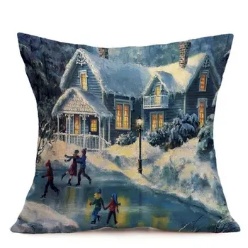

2018 Pillow Case Merry Christmas Linen Pillow Cases Sofa Cushion Cover Home Decoration