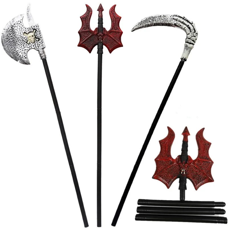 Halloween sickle Ghost Festival plastic weapon Trident axe Cosplay prop death | Тематическая одежда и униформа