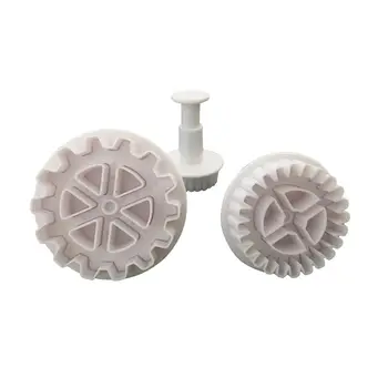 

3 Pieces Gear Cookie Cutters Steampunk Fondant Molds for DIY Cake Cupcake Decor
