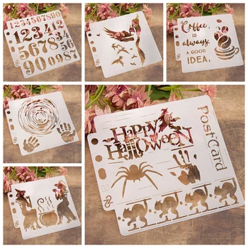 

Halloween Skeleton Numbers Stencils for DIY Scrapbooking Plastic Handmade Template Photo Album Cake Tools Decor Painting Drawing