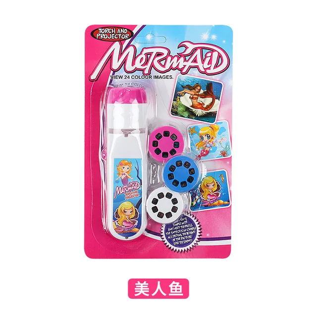 Projector Torch Kids Flashlight Story Book Early Educational Light-up Toys Sleep Light Preschool Fairy Tale Projection Lamp Gift Mermaid