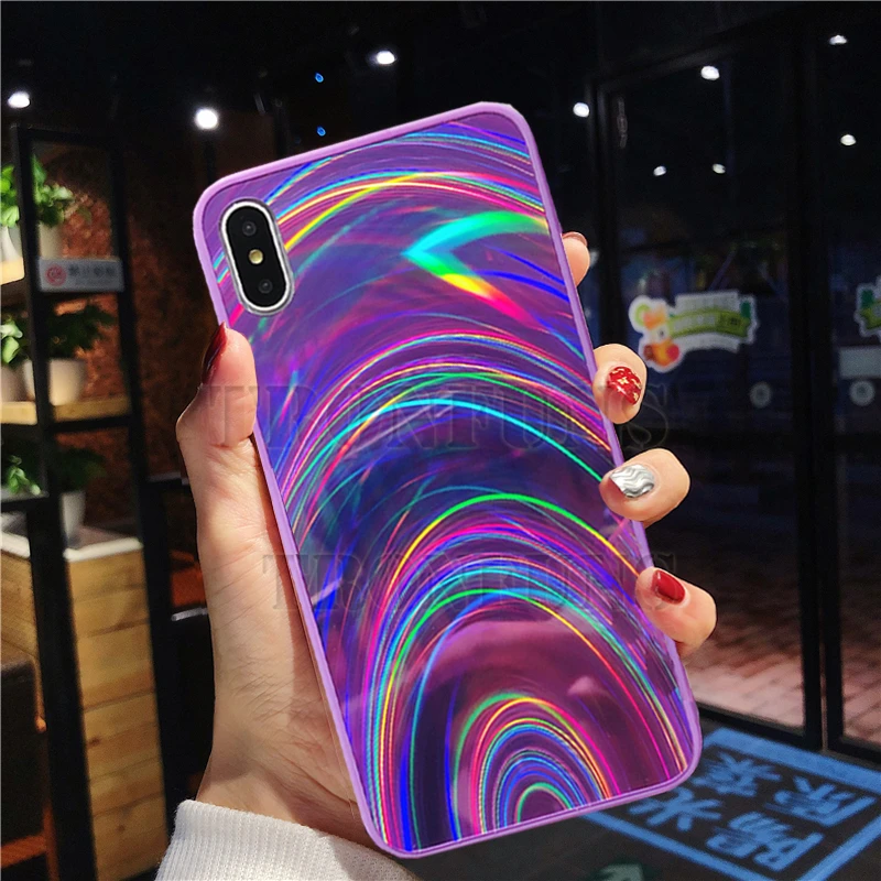 3D Радуга лазерный чехол для samsung Galaxy A50 A30 A70 A20 A10 M10 S8 S9 S10 плюс A9 A6 A7 Note 9 10 плюс блеск мягкий чехол - Цвет: Фиолетовый