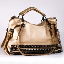 Новая модная женская сумка с заклепками, простая Ретро Повседневная сумка на плечо с цепочками, сумка через плечо, мотоциклетная сумка 7221