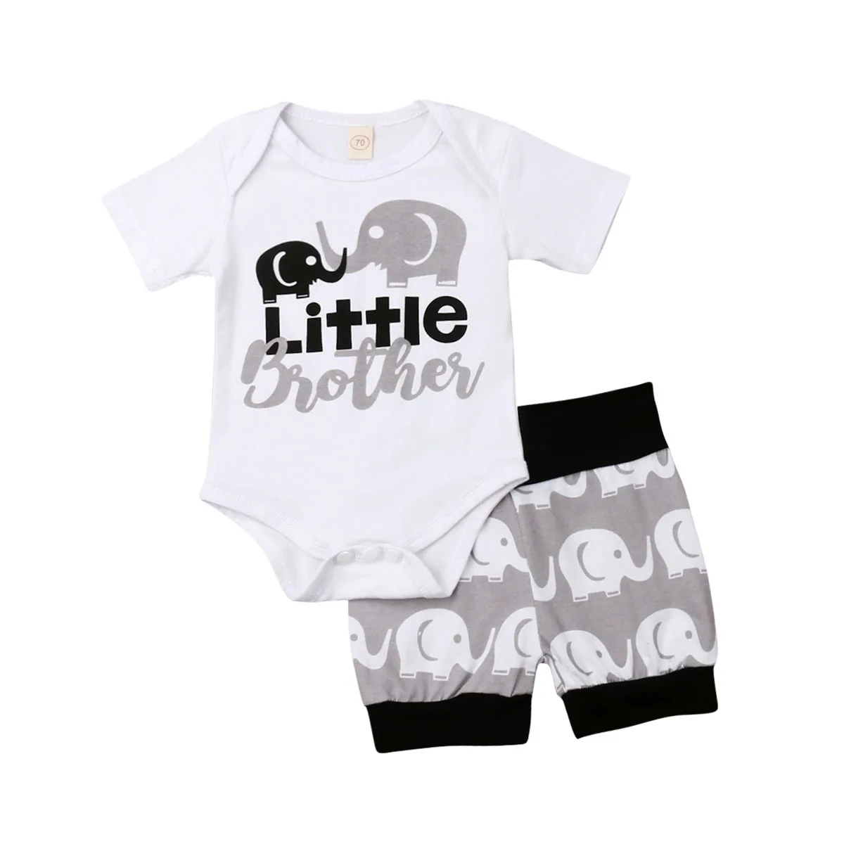 Toddler Baby Boy Clothes Letter Print Romper Elephant Shorts Summer Short Sleeve Casual Baby Boys Clothing Outfits - Цвет: A