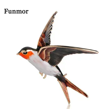 

FUNMOR Vivid Enamel Swallow Shape Brooch Pins Coat Dress Decoration Badge Sweater Pendant Bird Animal Brooches For Women Men