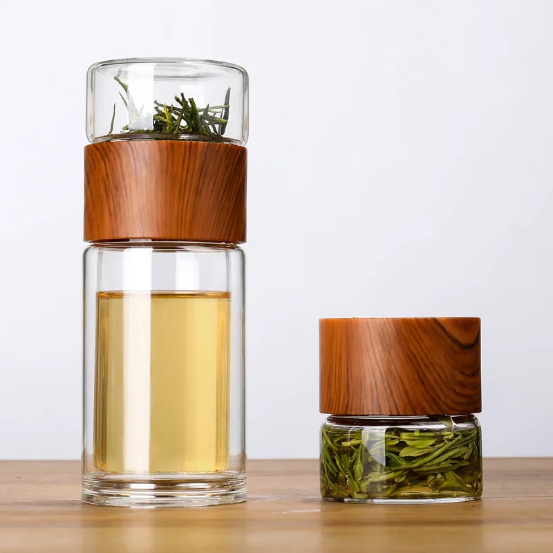 Goedkoop Nieuwe Dubbele Laag Glas Water Cup Draagbare Hoge Temperatuur Weerstand Transparante Kopje Thee Creatieve Thee Water Scheiding Cups