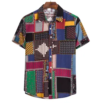 

2020 Summer New Style Single Breasted Men Casual Fold-down Collar Short-sleeved Shirt Tops