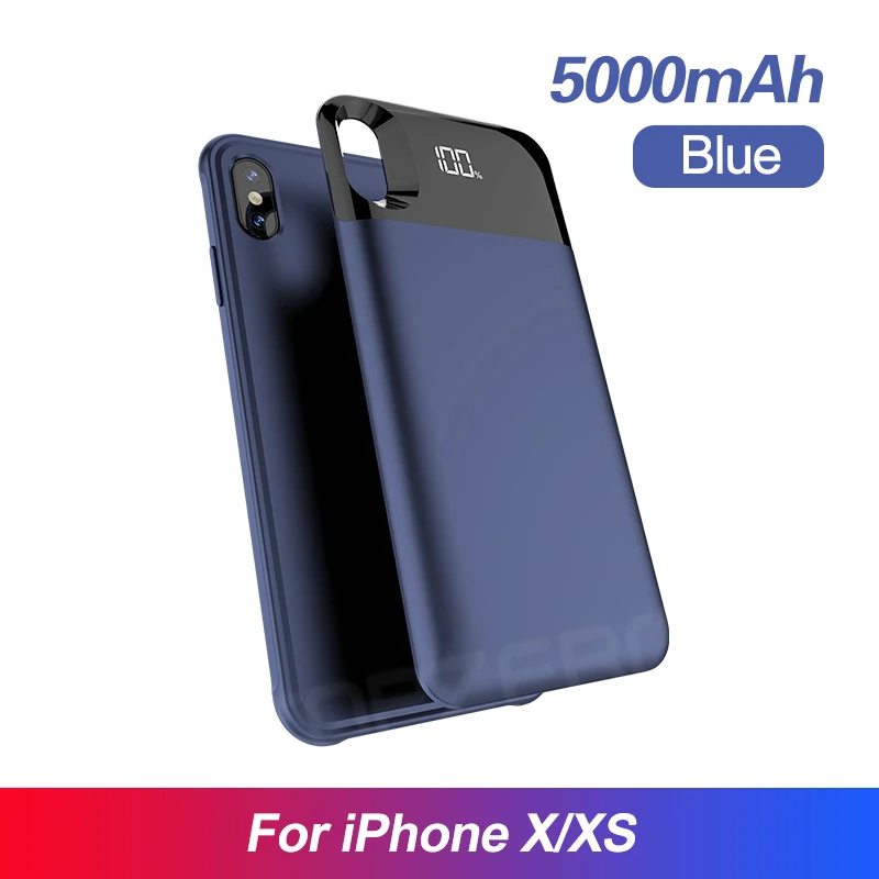 Blue for X XS Чехол для зарядного устройства для iPhone X, XS, XR, XS, MAX, светодиодный внешний аккумулятор, Внешний чехол, чехол для iPhone 11 PRO, MAX, Магнитный чехол для аккумулятора - Цвет: Blue for X XS