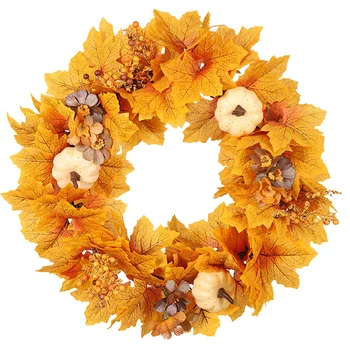 

1Pc Artificial Decor Thanksgiving Wreath Door Decor Festival Garland Pumpkin Garland for Festival Thanksgiving