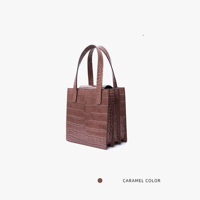 Caramel color Unua amo, женская сумка, роскошная, натуральная кожа, крокодиловый узор, три-пол, на плечо, через плечо, женские сумки - Цвет: Caramel color