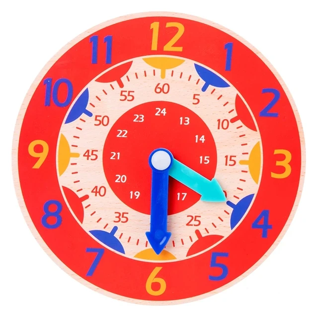 Wooden Clock Toys Children Montessori Hour Minute Second Cognition Colorful Clocks Toys for Kids Early Preschool Teaching Aids 2
