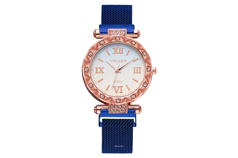 color belt lady magnetic clasp crystal mesh watch for women hot selling quartz casual wrist watch wholesale clock
