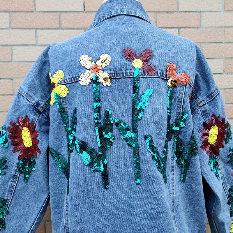 ✨美品 Desigual スパンコール 花柄 刺繍 デニムジャケット 38 H35d8320d273d469c975f6223e5b83