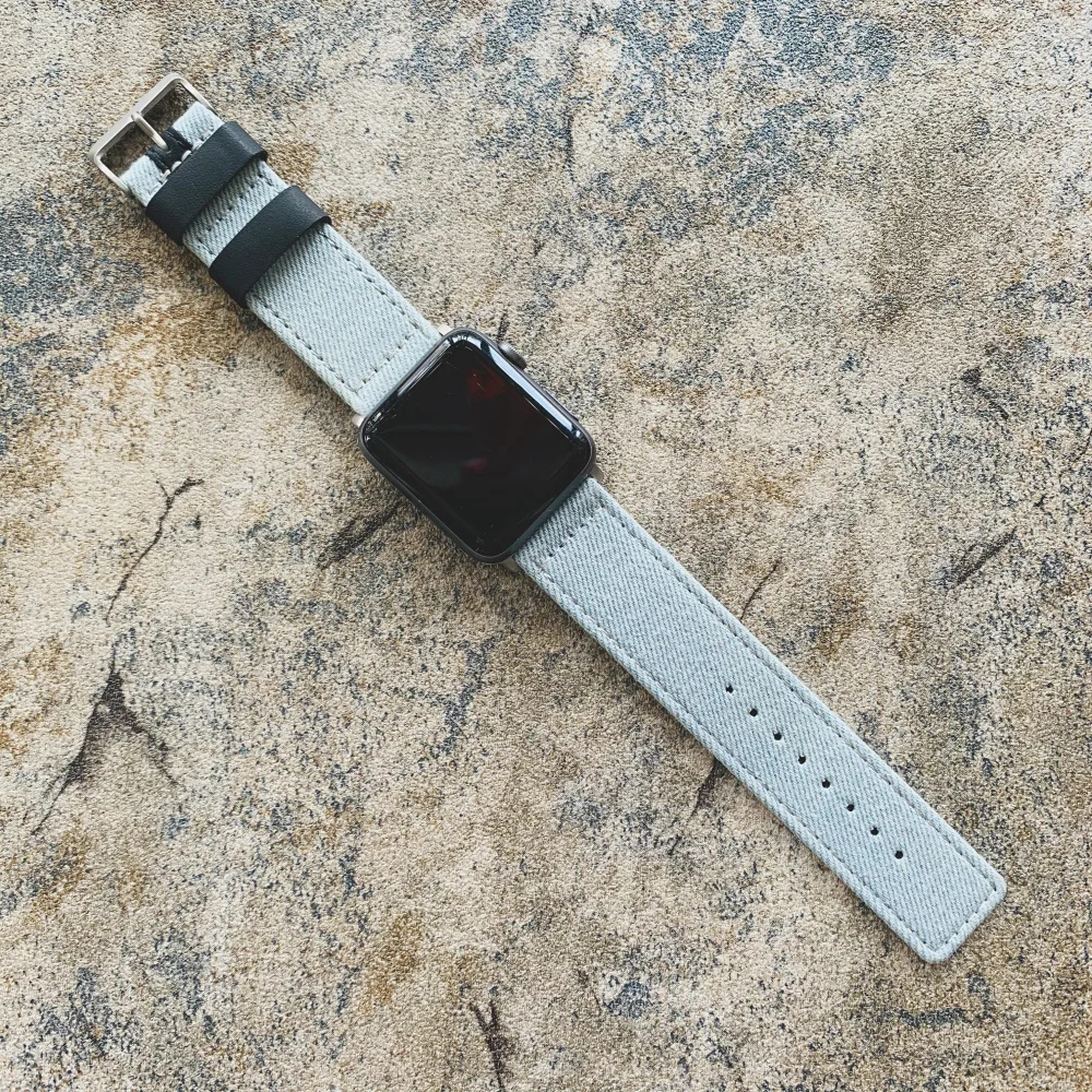 Джинсовый ремешок для часов Apple 38 мм 40 42 44 тканевый кожаный iWatch Series 2 3 4 5|band for apple