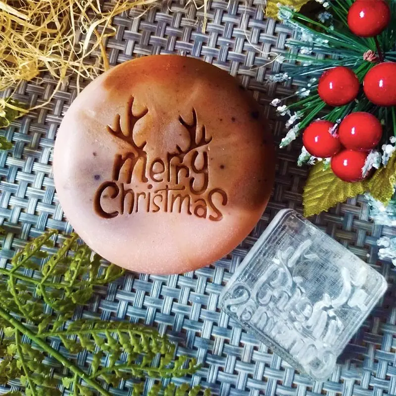 Merry Christmas рога прозрачное акриловое стекло мыло штамп печать для DIY мыловарения