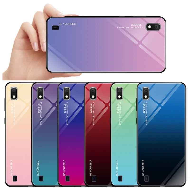 Градиент Стекло чехол для телефона samsung A10S A10 A10E SM-A107 SM-A105 SM-A102 Модный fundas Galaxy |
