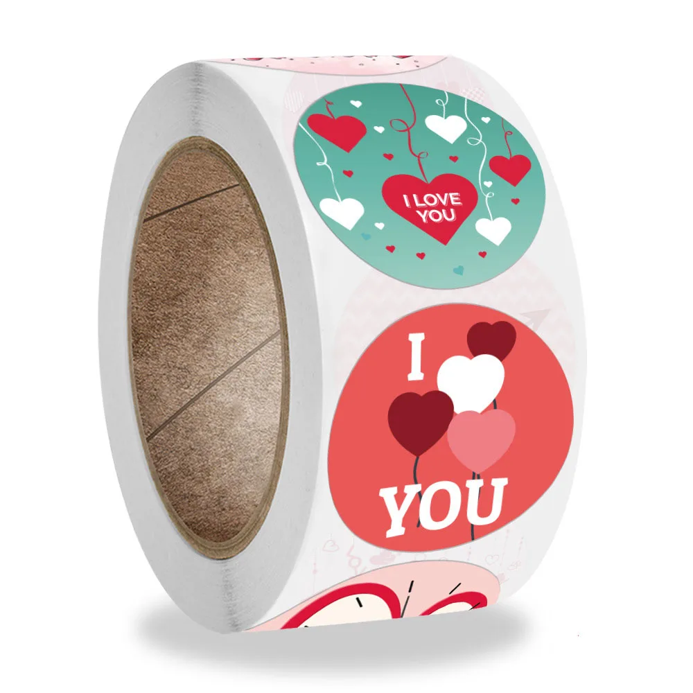 50-500pcs Red Heart Shape Labels Valentine's Day Paper Packaging Sticker Candy Dragee Bag Gift Box Packing Bag Wedding