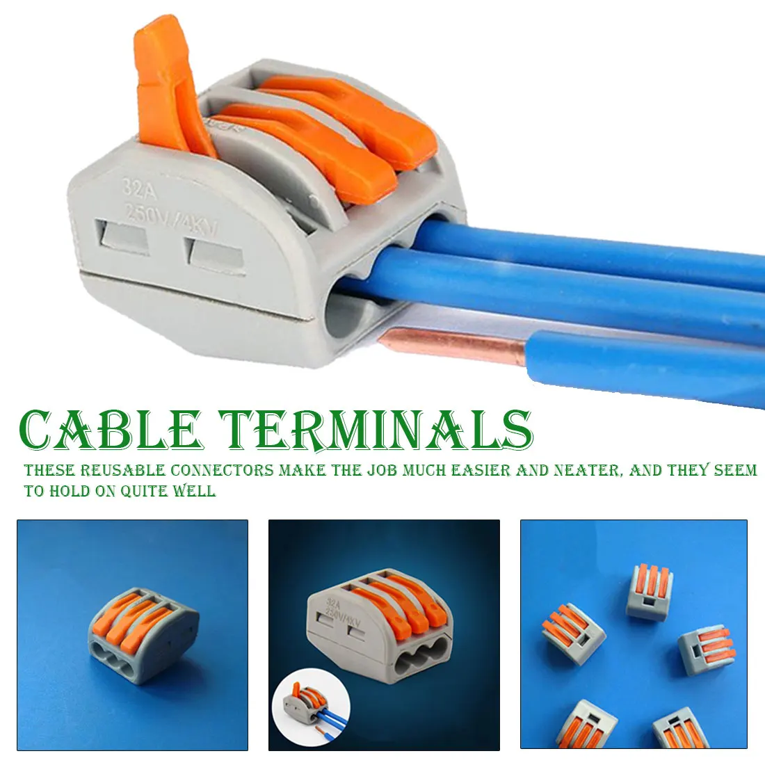 

60pcs/set Terminal Block Spring Lever Nut Terminal Blocks Reusable Electric Cable Connector Wire Home Tools of insulating