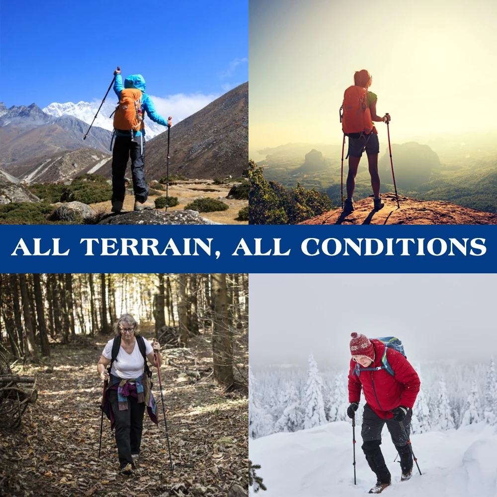 2Pcs Outdoor Walking Sticks Nordic Anti Shock Trekking Poles Telescopic Ultralight Hiking Sticks Aluminum Walking Crutches Canes