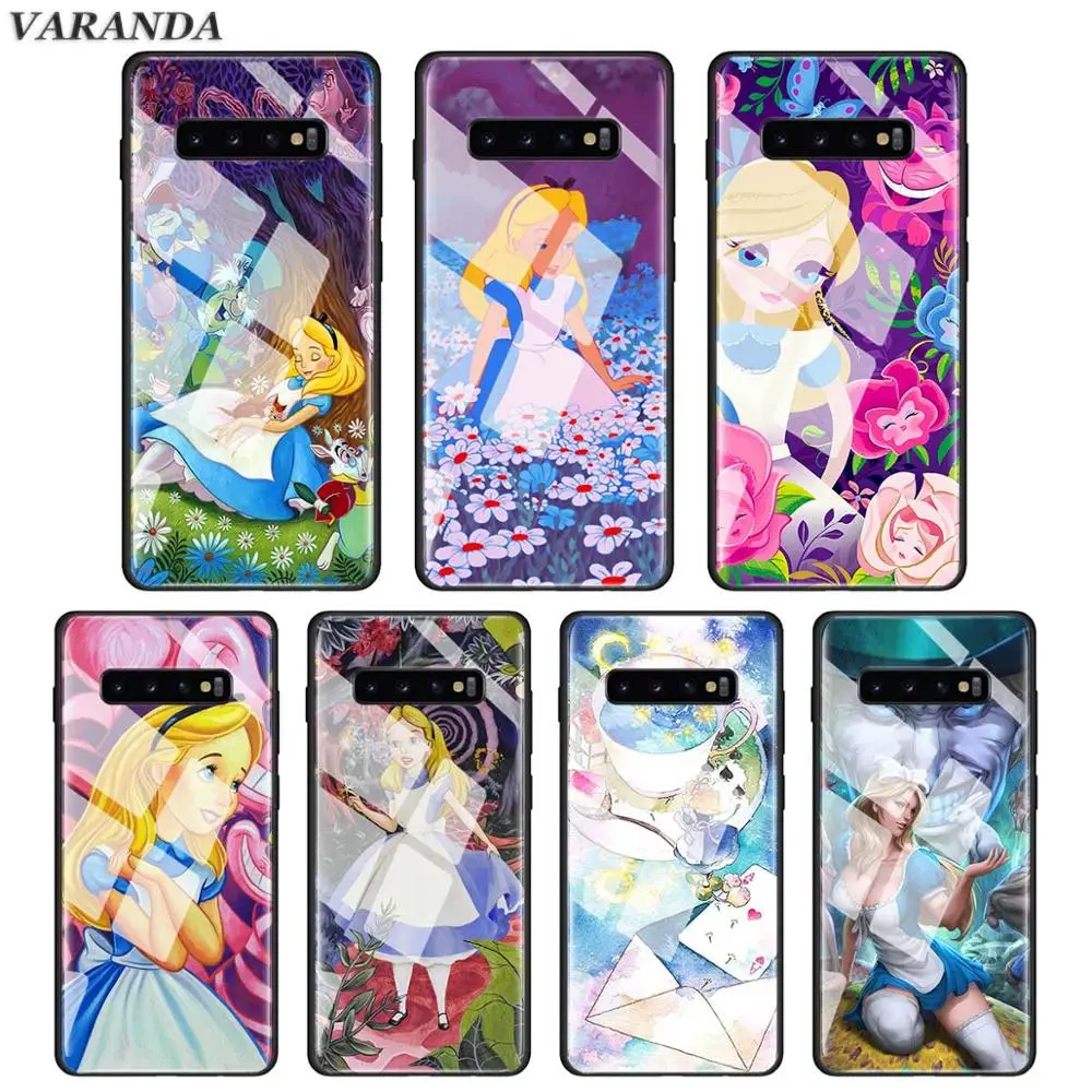 

Alice in Wonderland Cheshire Cat Tempered Glass Case for Samsung Galaxy S10e S10 S9 S8 Plus A30 A50 Note 9 10 Glass Phone Cover