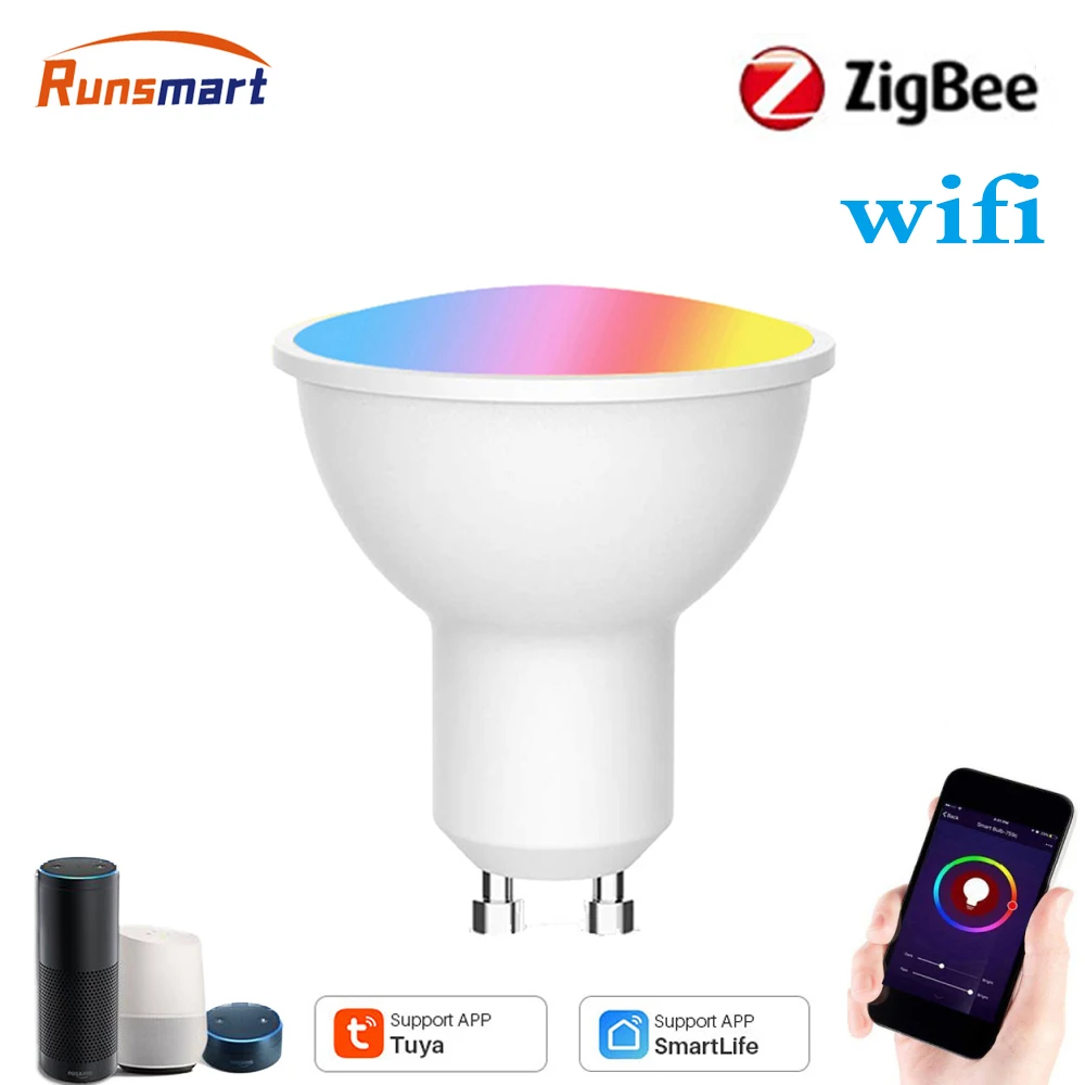 Умная Светодиодная лампа RUNSMART с регулируемой яркостью GU10 RGB + CCT Точечный