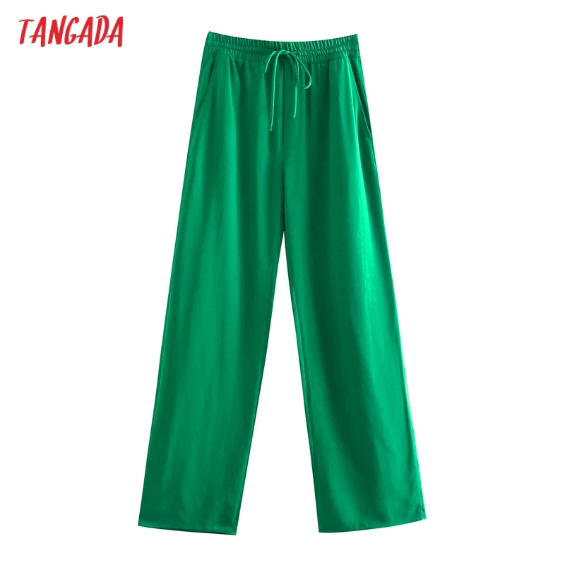 Tanie Tangada moda damska zielone spodnie długie spodnie w stylu Vintage sklep