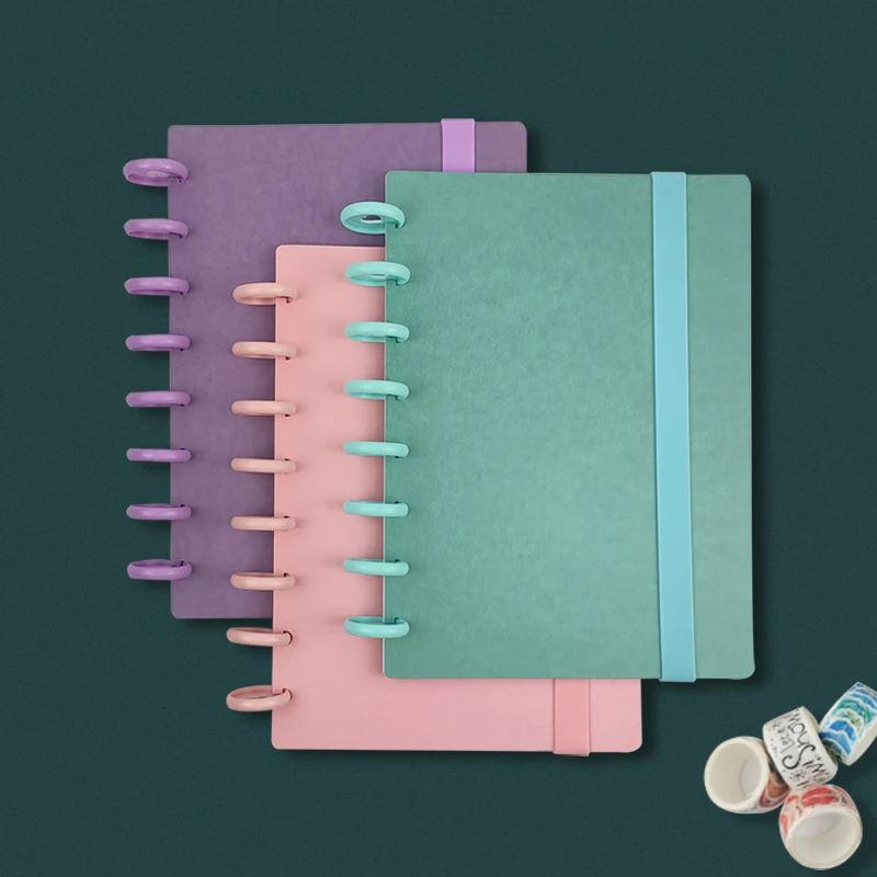 

1set Mushroom Hole Loose-leaf Notebook Cover Binding Discs Elastic Strap DIY Journals Planner Gift Student Notebook Stationery