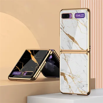 

For Samsung Galaxy Z Flip Tempered Glass Phone Case Ultra-thin Fashion Electroplated PC Back Cover Protection