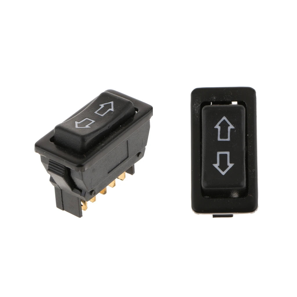 2pc Universal Black 5 Pins Power Window Door Electric Switch Control for Car