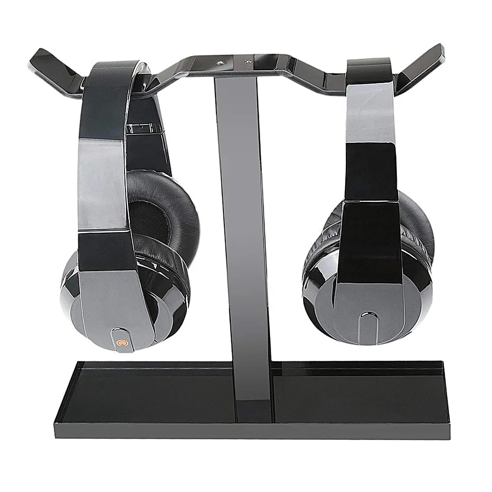 Extra Thick Acrylic Dual Balance Gaming Headphone Headset Desktop Stand Holder Mount Hanger
