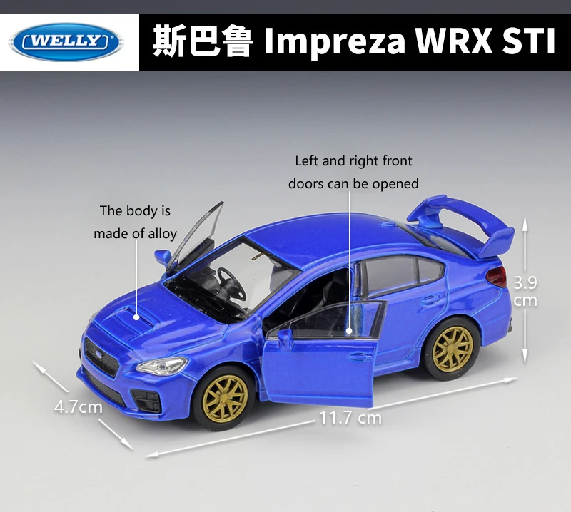 Welly литье под давлением 1:36 Subaru Impreza WRX STI спортивный автомобиль оттягиваемый назад автомобиль уличная гоночная модель автомобиля металлический сплав игрушечный автомобиль для детей Подарки