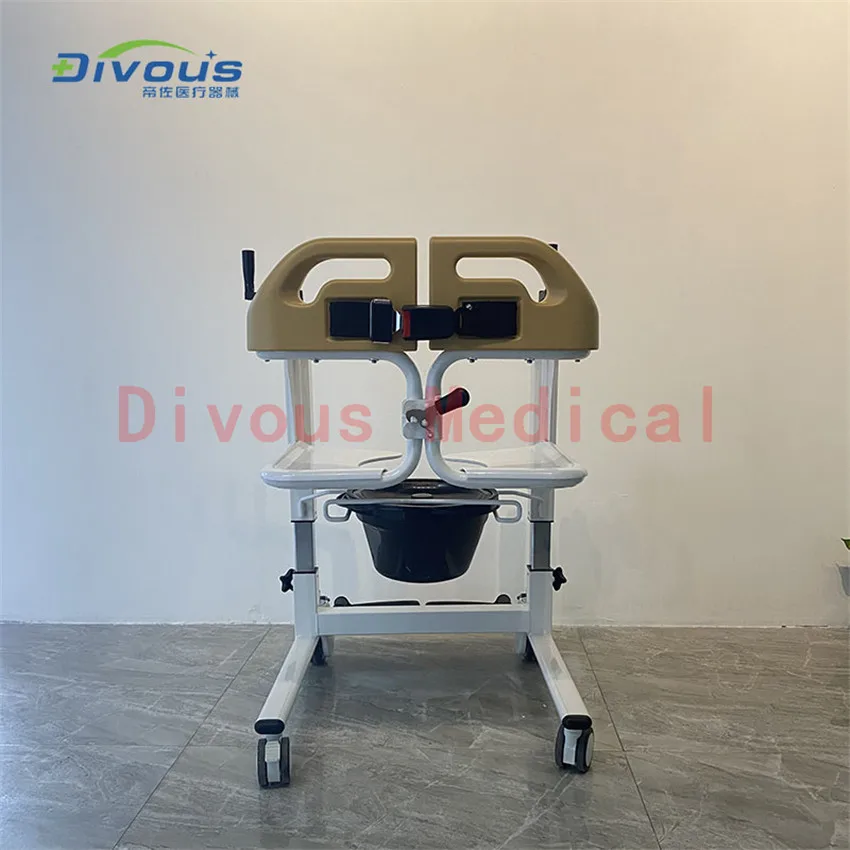 Multi-function New Design Patient Lift Manual Wheelchair Transfer Machine Commode Toilet Chair 4