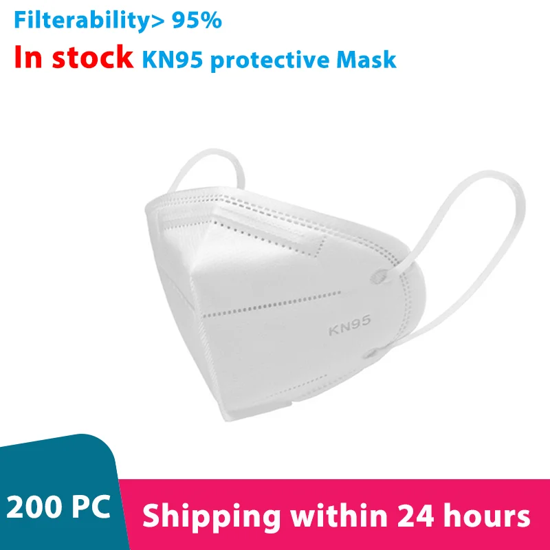 

200 PCS PM2.5 Anti Dust KN95 Mask Breathable Face Mask Reusable 5 Layers Protective Masks High Quality Waterproof KN95 Masks
