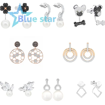 

Swarovskis original 1:1 exquisite LITTLE pierced earrings torus, colorful design Linosa pierced black crystal earrings