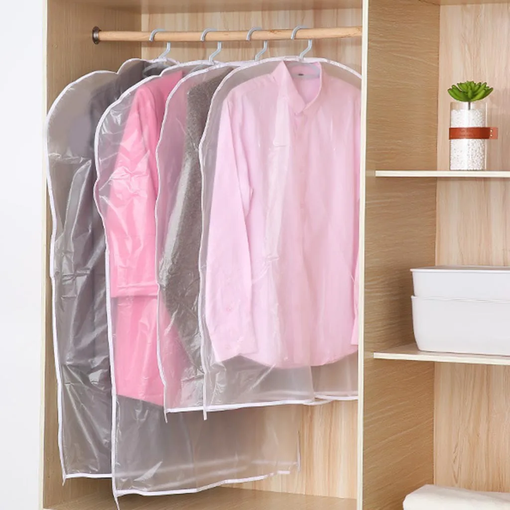 6Pack Dustproof Covers Clothes Coat Garment Suit Cover Home Zipper Protector Wardrobe Storage Bags Moth-proof For Closet |