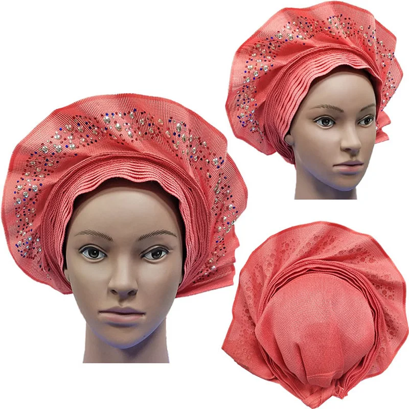 1 Африканский ASO OKE Gele головное украшение высокого качества нигерийский традиционный свадебное использование 013 Авто Gele - Цвет: 1