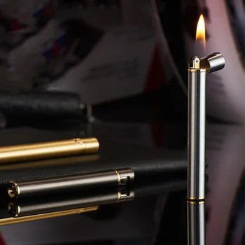

New Mini Lighter Refillable Butane Gas Metal Cigarette Shaped Lighter Portable Grinding Wheel Lighter Outdoor Tools No GAS