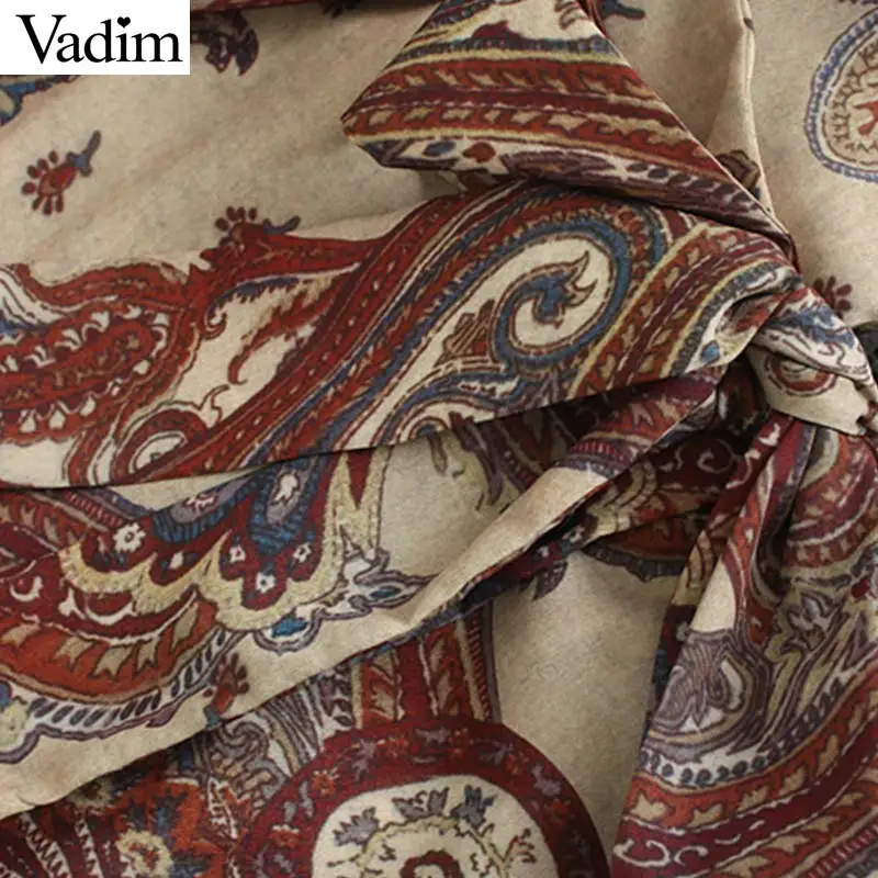 Женское элегантное платье vadim с принтом пейсли, мини-платье с поясом и длинным рукавом, женские повседневные Прямые платья, стильные vestidos mujer QC989