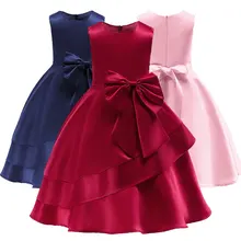 Детская одежда с бантом кружевное платье принцессы Новинка года; детский праздничный костюм принцессы для детей 2-10 лет