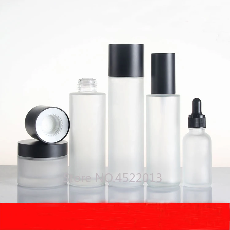 120ml100ml Glass Frosted Cosmetic Toner Bottle 80ml Lotion Pump/Spray Container 30ml Essential Oil 50G Cream Jar 10pcs | Красота и