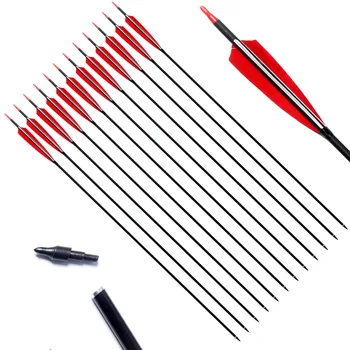 

3/6/12pcs 30inch 500 ID 6.2 mm Red and Black Feather Target Practice Archery Mix Carbon Arrows for Hunting Compound &Recurve Bow