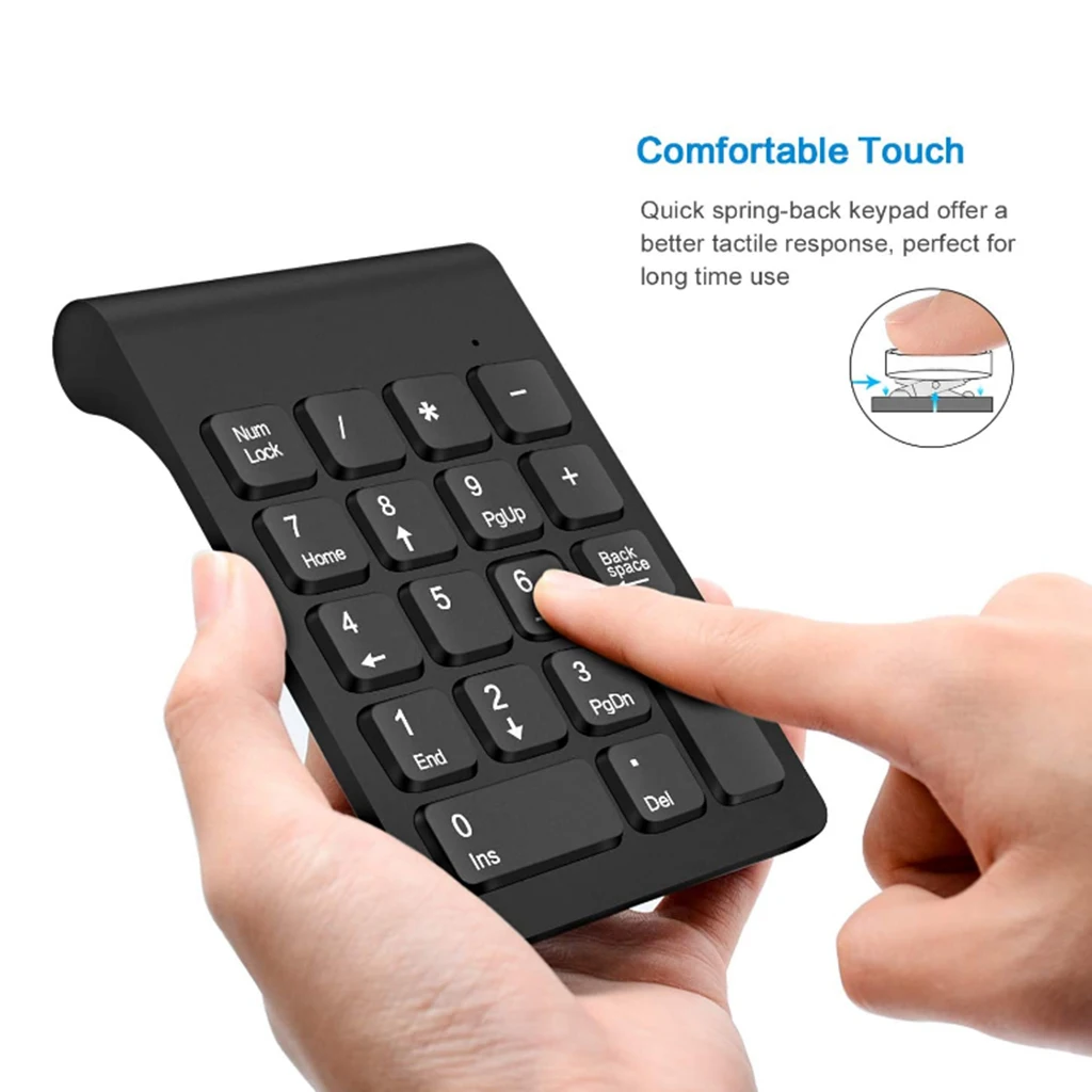 2.4G Numeric Keypad Wireless Financial Keypad With Mouse 18 Keys Number Pad Portable Silent Financial Accounting Keyboard