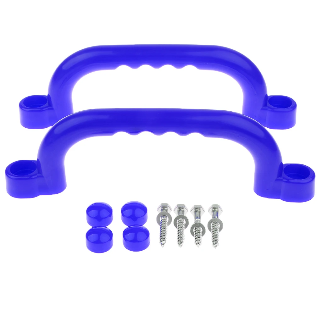 1 Pair Safety Nonslip Handle Mounting Hardware Screw Kits Playset Kids Garden Park Gymnastics Toy Blue