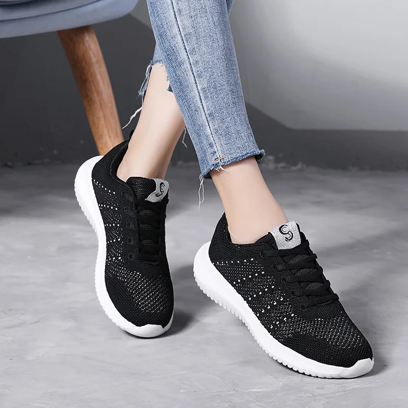 

WOMEN'S Shoes 2019 New Style Students White Mesh Shoes Women's Summer Breathable Fly Woven Athletic Shoes Korean-style Soft Bott